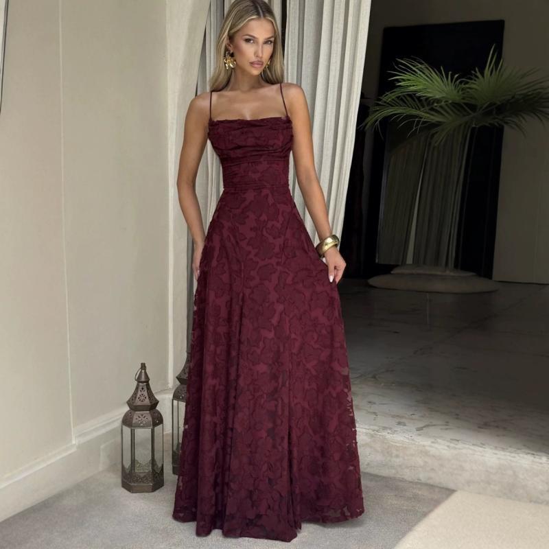Burgundy Color Gown - Lace Dress for Women - A-Line Mini
