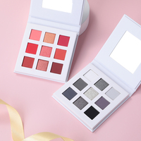 Harga Grosir Eyeshadow Palette Vegan 9 Warna Model Baru Bentuk Kotak Nude dengan Label Pribadi dan Glitter
