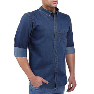 Chemise en jean pour homme, nouvelle arrivée élégante, coupe ajustée confortable, manches longues, légère, décontractée, en promotion. - Product Image 3