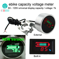 Indicateur de capacité de batterie de vélo électrique 12V 24V 36V 48V 60V 72V 84V 120V, affichage de la tension en pourcentage, Lifepo4 Li-ion Plomb-acide