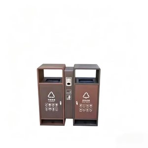 Contenedor de basura rectangular de metal para clasificación y reciclaje para áreas públicas, calles y uso residencial. - Product Image 2