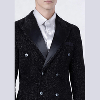 Blazer Homme Sur Mesure Croisé Scintillant Brodé de Paillettes Anti-Plis Léger Confortable Coupe Slim pour Tenue Formelle