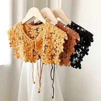 Faux col en dentelle détachable avec motif de broderie vintage pour femme