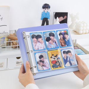 Porte-cartes photo en cuir PU à 6 pochettes, classeur à 3 anneaux A5, couverture dégradée, album photo Kpop, <span class=keywords><strong>livre</strong></span> de collection de cartes postales - Product Image 3