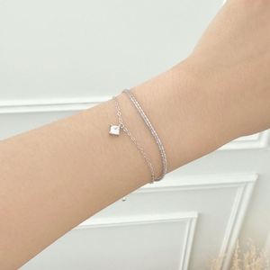 Dylam Trending Lucky Style <b>Jewellery</b> Rhodium Plated Sterling Silver Double Layer Chain 5A Zirconia Four Leaf Clover Bracelets - Product Image 6