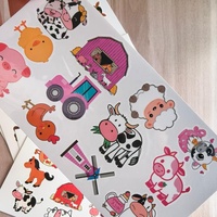 Stiker Tato Sementara Hewan Ternak untuk Anak-Anak, Tato Tubuh Lucu Babi Kuda Sapi Domba Tahan Air untuk Hadiah Pesta Ulang Tahun Anak