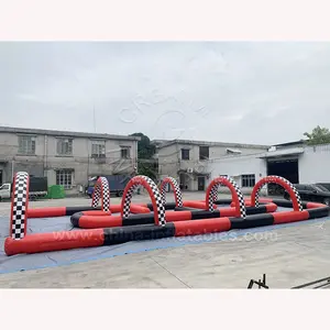 Özelleştirilmiş başlangıç ve bitiş şişme Zorb topu Go Kart yarış pisti şişme çarpışan arabalar Arena