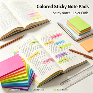 Blocs-notes autocollants colorés SK, blocs-notes adhésifs inscriptibles, couleurs vives pour le bureau et l'école - Product Image 6