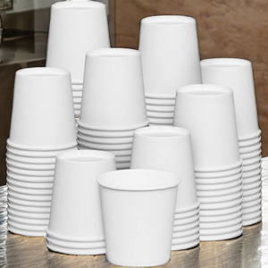 Gobelets en papier jetables personnalisés, écologiques, à paroi simple, anti-fuite, avec couvercle, 100 unités, pour fêtes et plats à emporter, couleur blanche - Product Image 2