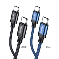 KAKUSIGA Offre Spéciale 1m Tressé PD60W Smart Charging Data Cable Type-C to Type-C Fast Charging Cable