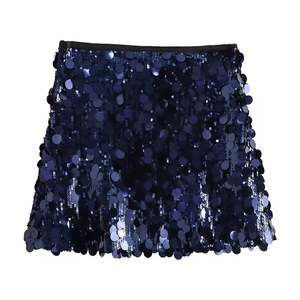 Jupe-short en tissu tricoté à motif écossais sportif d'automne, imperméable, écologique, coupe ajustée, taille haute, taille élastique, polyester/nylon - Product Image 2