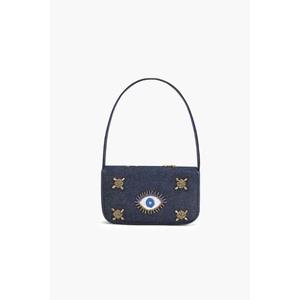 Bolso de Hombro Vaquero con Ojo Turco para Mujer, con Tela Vaquera Azul de Moda y Motivo Decorativo de Ojo Protector para Atuendos Casuales - Product Image 4