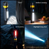 Lampe torche laser blanche multifonction SA-M123, rotative, à focalisation, rechargeable, grand faisceau, pour extérieur, longue durée de vie de la batterie