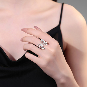 RFJEWEL 2026 Nouvelle Bague Ouverte Ajustable Papillon Plaqué Or/Argent Vente en Gros Bijoux Tendance pour Femmes - Product Image 1