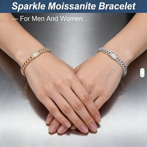 สร้อยข้อมือแบบ Cuban Link  ทองคำขาว 6 มม. เงินแท้ 925 ประดับเพชรโมอิสซาไนต์  แบบ Iced Out สำหรับผู้ชายและผู้หญิง - Product Image 3