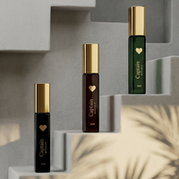 Flacon de parfum de haute qualité, carré rose, 10 ml, en verre, flacon de parfum vide blanc et noir avec emballage en boîte