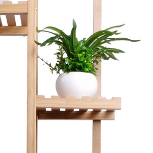 Multi-tiered indoor/home balcony storage rack, bamboo, space-saving living room <b>planter</b>, floor-standing potted <b>planter</b>, - Product Image 1