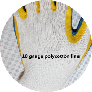 Bán chạy nhất yougain YG-L1004BU Chất lượng cao 10g Crinkle bông xây dựng găng tay Latex lớp phủ chống trượt tùy chỉnh - Product Image 5