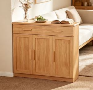Armoire de rangement en bois moderne avec 2 tiroirs et 3 portes pour l'entrée, étagère à chaussures, meubles de salon, design scandinave - Product Image 3