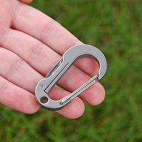 Porte-clés mousqueton en alliage de titane avec couteau en acier inoxydable 420J2, mini-couteau de poche portable EDC pour déballer les colis et la randonnée