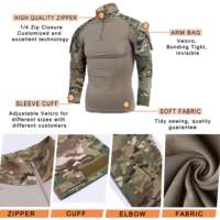 Herren Taktischer Anzug Hemd und Hose Set Langarm Rip-Stop Uniformen 1/4 Reißverschluss Airsoft Kleidung Tarnkleidung