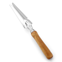 Paletta da Giardino Multiuso in Acciaio Inox con Manico in Legno, Strumento per Diserbo e Scavo con Bordo Seghettato e Scala Graduata