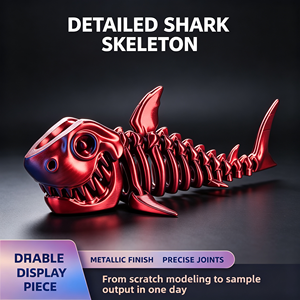 Modelo de Esqueleto de Tiburón Articulado Flexible, Impresión 3D, Figura de Hueso Animal con Articulaciones Móviles, Decoración de Escritorio, Exhibición para el Hogar - Product Image 3
