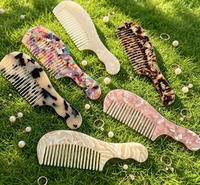 Peigne à cheveux portable en acétate fait main Newyeah, différentes tailles, logo personnalisé exquis, élégant, à dents larges