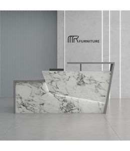 Atractivo sueño diseño retroiluminado mármol artificial semicírculo Escritorio <span class=keywords><strong>de</strong></span> <span class=keywords><strong>recepcionista</strong></span> - Product Image 5
