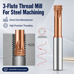 Fresa <span class=keywords><strong>de</strong></span> Roscar <span class=keywords><strong>de</strong></span> 3 Filos para Acero, Carburo Sólido con Recubrimiento AlTiN 60 °   Fresa CNC Universal para Acero Inoxidable y Aleaciones <span class=keywords><strong>de</strong></span> Carbono - Product Image 1