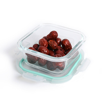 Boîte de conservation alimentaire carrée en verre de haute qualité JM et boîte à lunch en verre avec joint en silicone