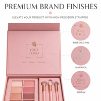 Palette de maquillage et ensemble de pinceaux dans une boîte rigide magnétique avec insert parfumé en papier gaufré pour une présentation élégante