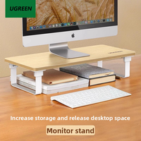 UGREEN Support de moniteur pour bureau, support d'ordinateur pliable en bois pour ordinateur portable