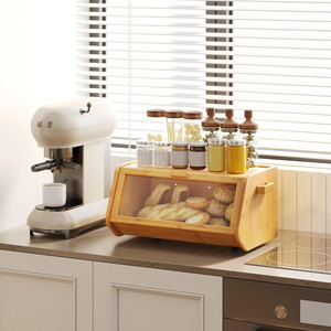 Contenedor de Almacenamiento de Alimentos de Madera <span class=keywords><strong>Grande</strong></span> Estilo Rústico, Caja de Pan de Bambú para Mantener el Pan Fresco en la Encimera de la Cocina - Product Image 5