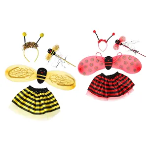 Trẻ Em Cô Gái Trẻ Em Bee Lady Bug Sinh Nhật Đảng Headband Tutu Ăn Mặc Trang Phục Tutu Váy Ưa Thích Ăn Mặc Trang Phục Khiêu Vũ