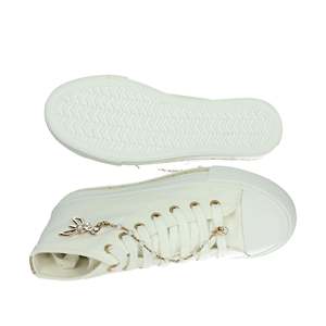 Sneakers da ragazza Patrizia Pepe bianche alte in tela, scarpe alla moda - Product Image 6