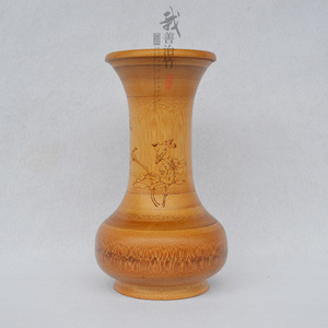Bamboo Vase Round Handmade Traditional Office Decorative Flower Pot - Product Image 3