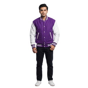 Veste de baseball 100% laine avec manches en cuir véritable, veste varsity, veste bomber pour hommes, manches en cuir pour hommes - Product Image 1