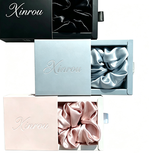 Coleteros de Seda de Morera de 19 mm con Logotipo Personalizado, Caja de Regalo, Juego de Coleteros de Seda de Lujo de 3.5 cm de Ancho para Mujer, Accesorios para el Cabello - Product Image 1