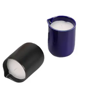 Hot sale empty ceramic candle vessel massage oil candle jar vessel with pouring spout