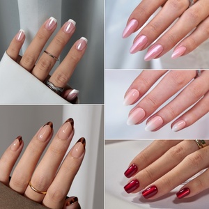 BTArtbox Faux Ongles Courts Carrés Amande en Gel Souple 3D Faits Main, Style French, à Presser, Vente en Gros et en Vrac - Product Image 3