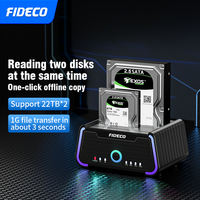 FIDECO desain baru RGB Offline Clone Hard drive, stasiun Dok 2.5 3.5 inci SATA HDD SSD duplikator