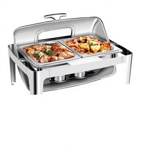 Calentador de Alimentos Eléctrico de Acero Inoxidable de 6 Cuartos de Galón, con Tapa Enrollable, Tipo Buffet, para Catering, Hoteles y Restaurantes - Product Image 4