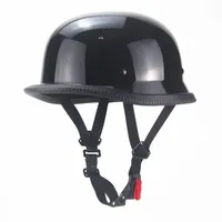 Casque de moto vintage cruiser, casque allemand demi-face, casque de moto noir brillant, style automobile, homologué DOT