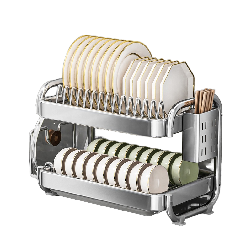 Dish Rack Layers 2 Layer Stainless Steel Dish Rack Round Edge Dish Drying Rack Kitchen ...