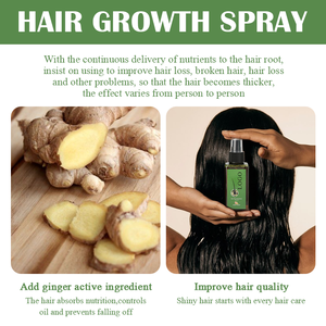 Spray Brume Épaississant au Gingembre pour la Croissance des Cheveux de Marque Privée 30ml 120ml Anti-Chute Non Gras Nourrissant Soin Capillaire Naturel - Product Image 3