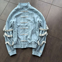 Veste en sergé de coton réversible personnalisée, écologique, style streetwear, avec boutons chinois, unisexe, haute qualité, très vendue