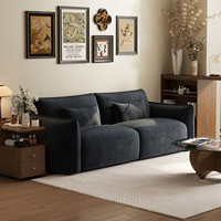 Canapé moderne en tissu noir pour petits salons avec design vintage à lignes droites, options deux/trois places, style Bauhaus confortable