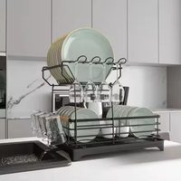 Égouttoir à vaisselle double niveau pour cuisine, support de rangement de comptoir à deux étages, organisateur de bols et assiettes
