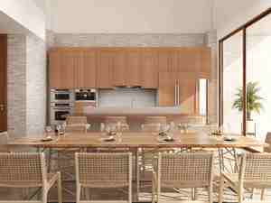 Gabinetes de Cocina Contemporáneos en Tono Madera, Puerta Plana de Madera Contrachapada, Diseño Ecológico - Product Image 2